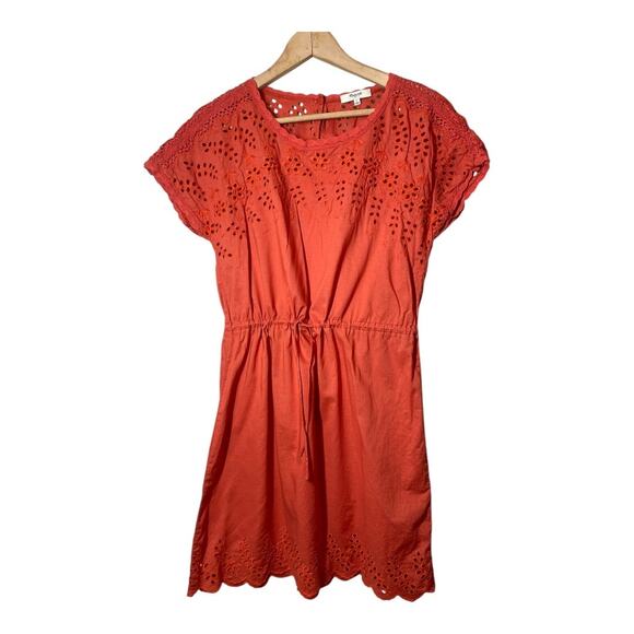 Madewell Eyelet Orange Mini Dress Wildfield Rust cinnamon Sz 2 Cotton A1035 - Picture 1 of 5